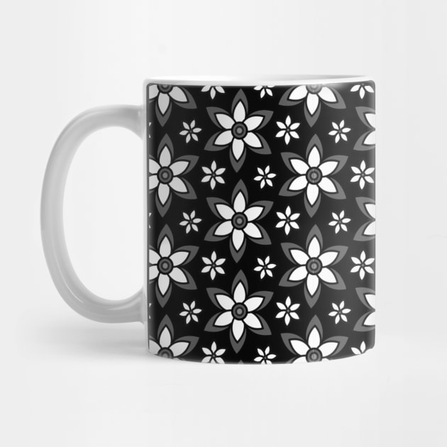 Black and white flower pattern design by Spinkly